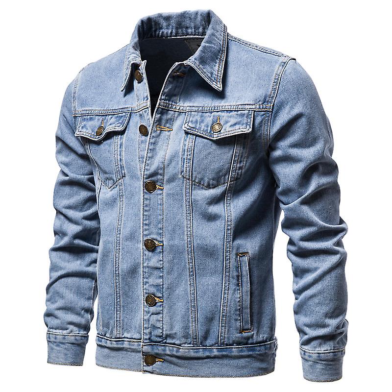 Spring Men Solid Lapel Denim Jackets Fashion Motorcycle Jeans Jackets
