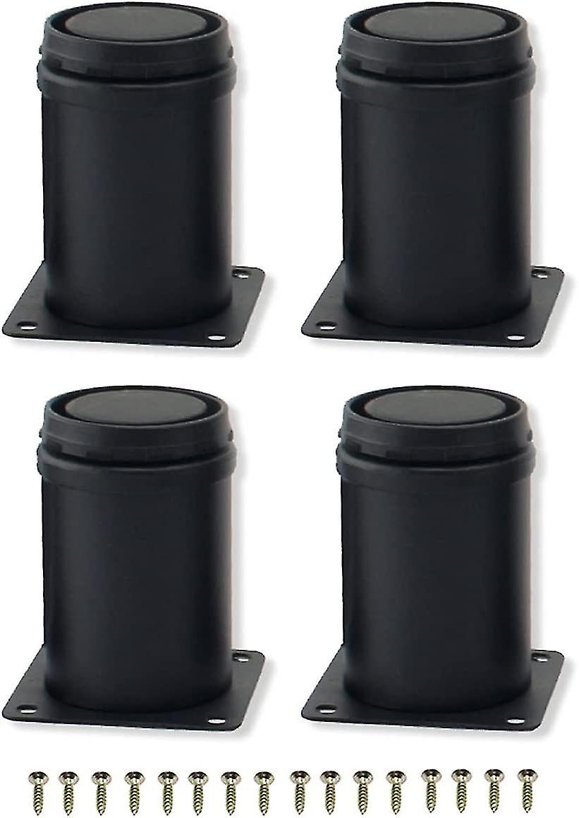 4pcs 8cm Black Stainless Steel Adjustable Metal Furniture Legs