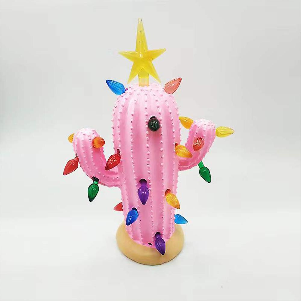 Cute Cactus Shape Led Room Decor Lightweight Durable Resin Material