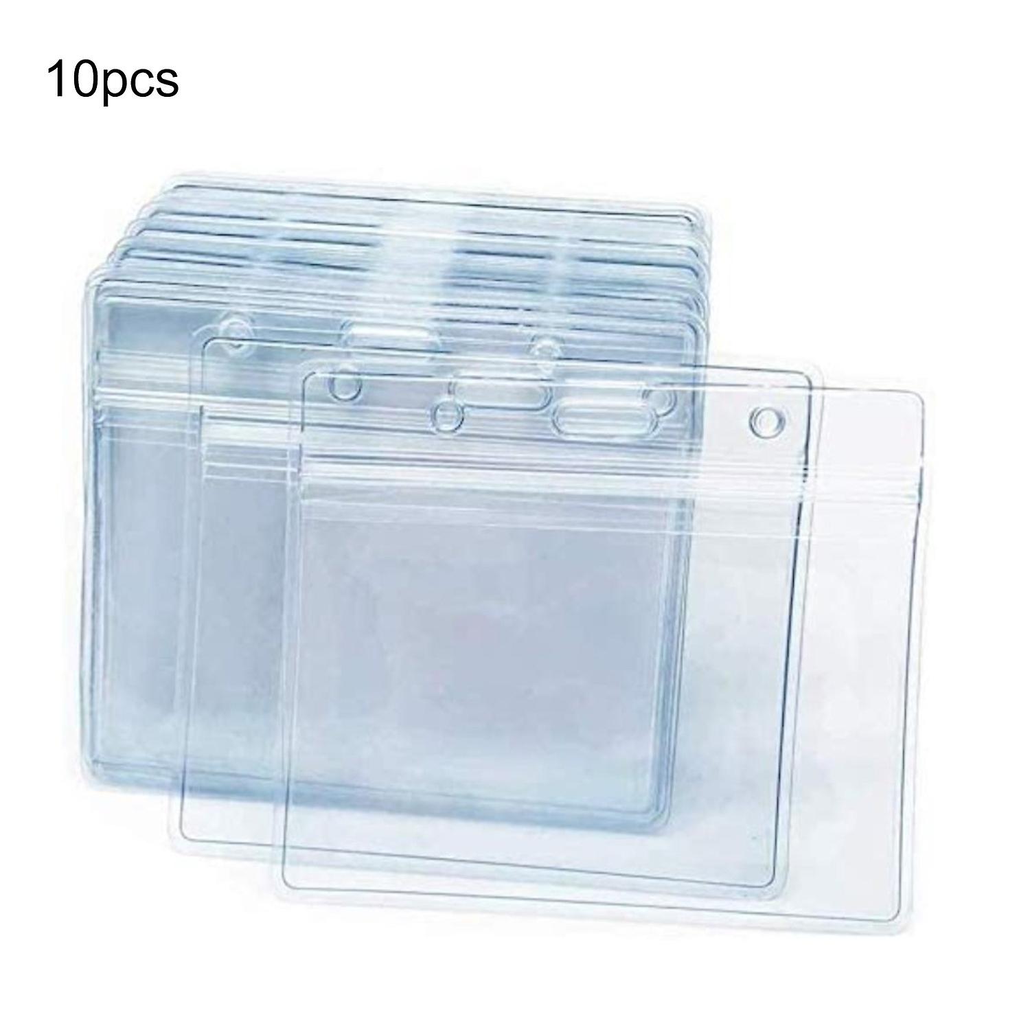 10Pcs 4x3inch ID Card Holder Waterproof Horizontal PVC Resealable Record Card Holders for Adults