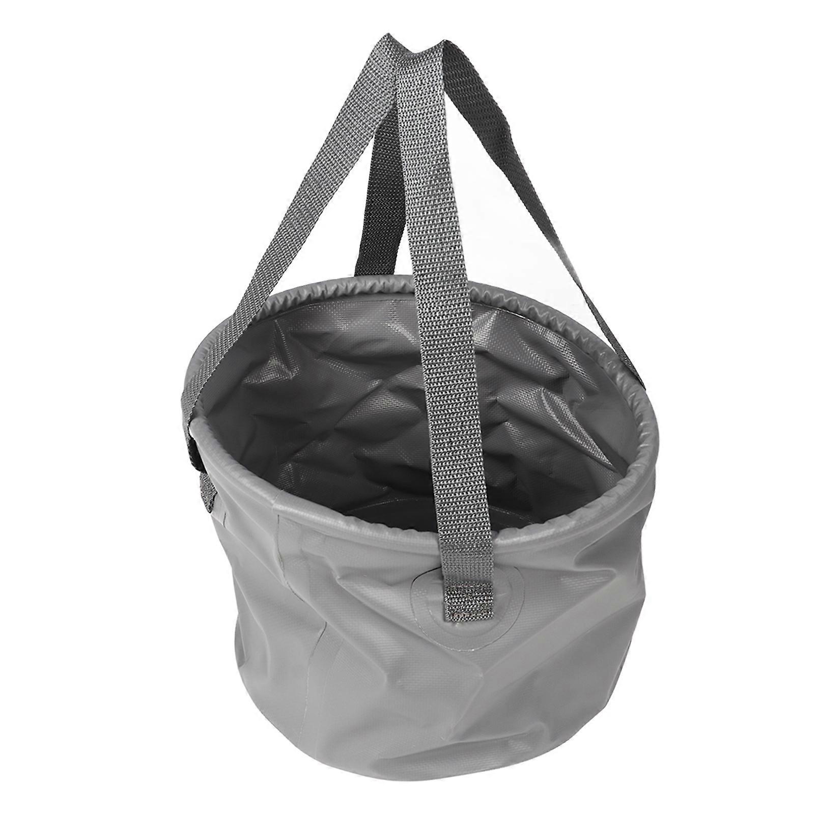 Collapsible Bucket Thickened Large Capacity Portable Folding Water Container with Handle for Camping Fishing Gray 10L 