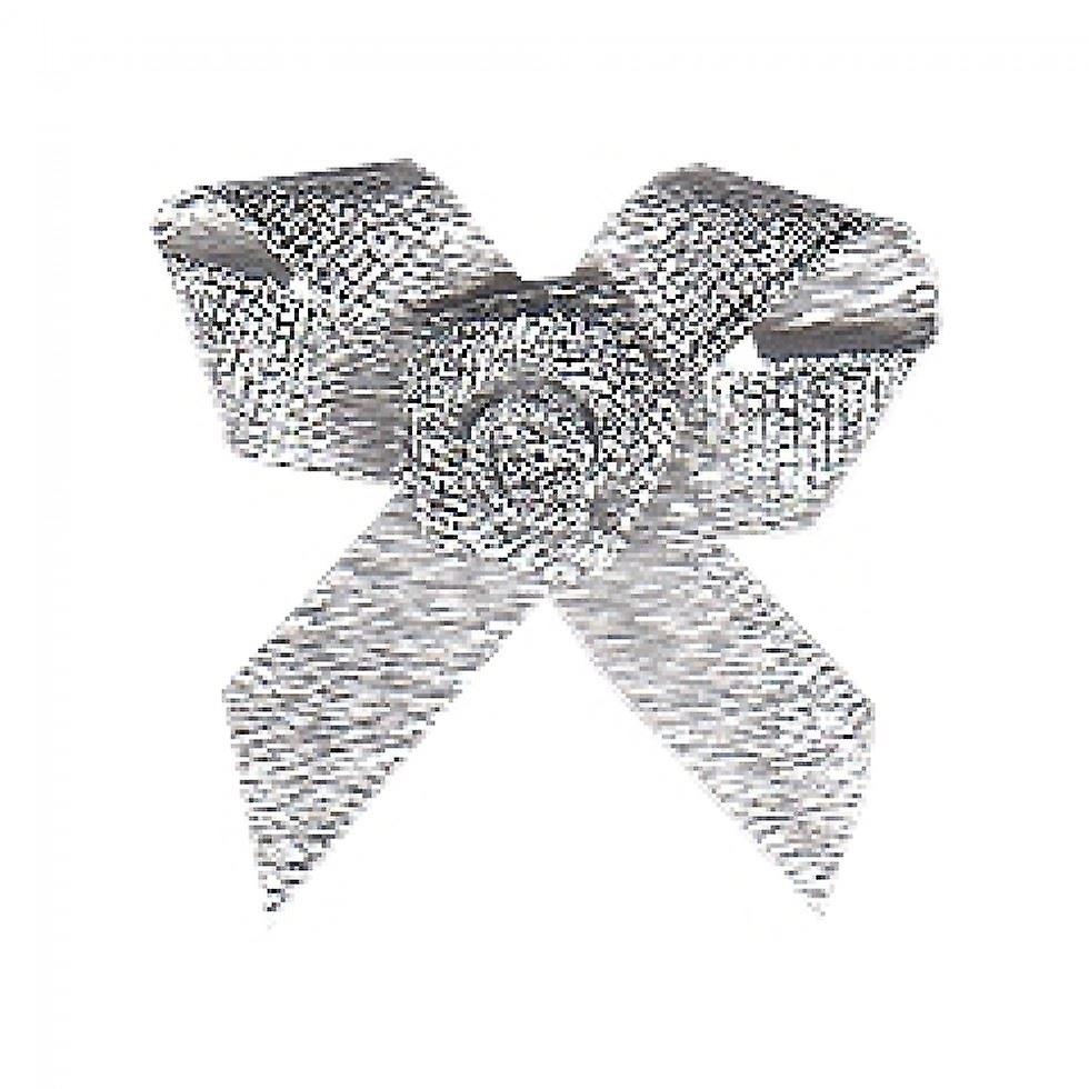 7mm Berisfords Ribbon Rose Centred Bows 100 Silver - per pack of 6