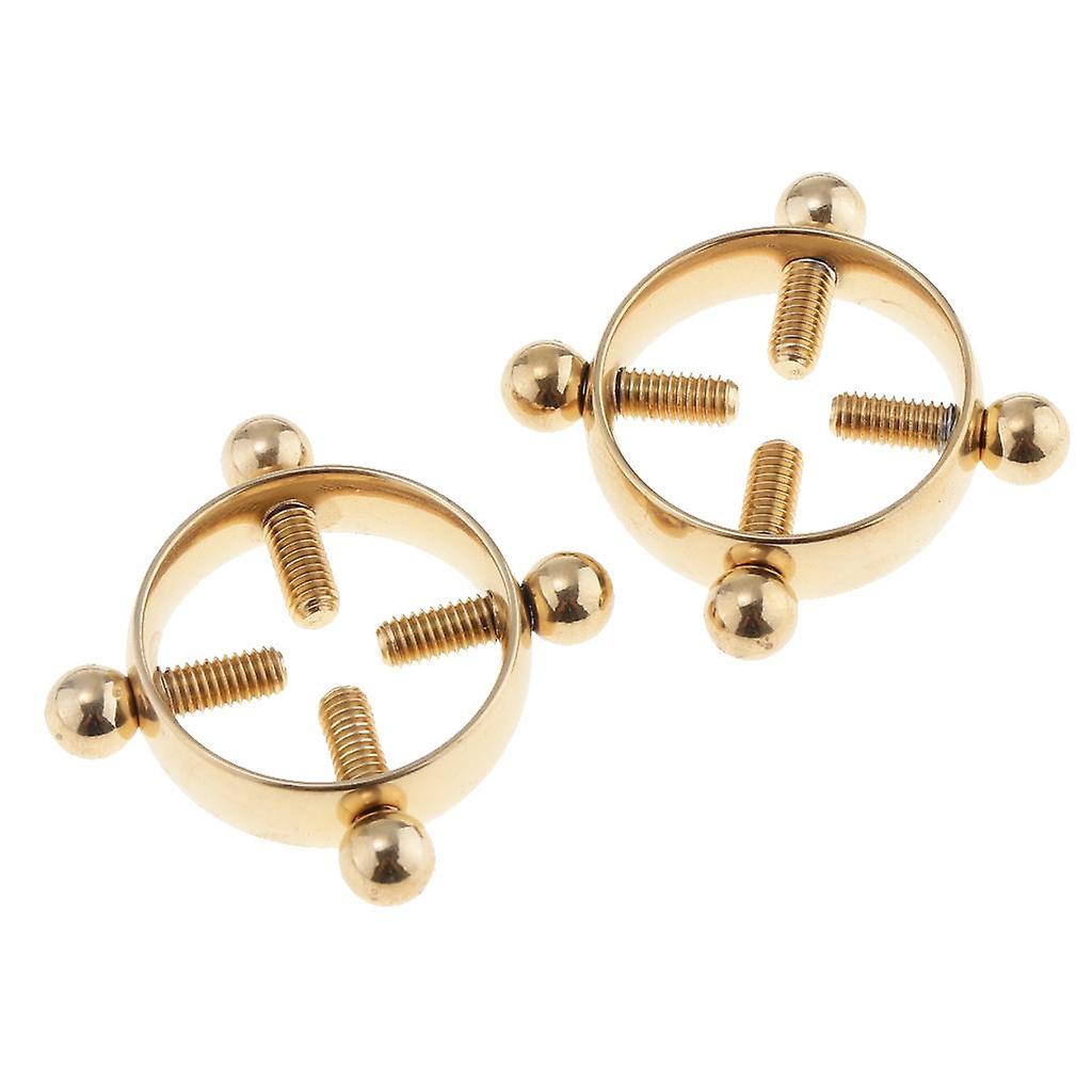 2pcs Stainless Steel Adjustable Screw Circle Nipplering Shield Gold