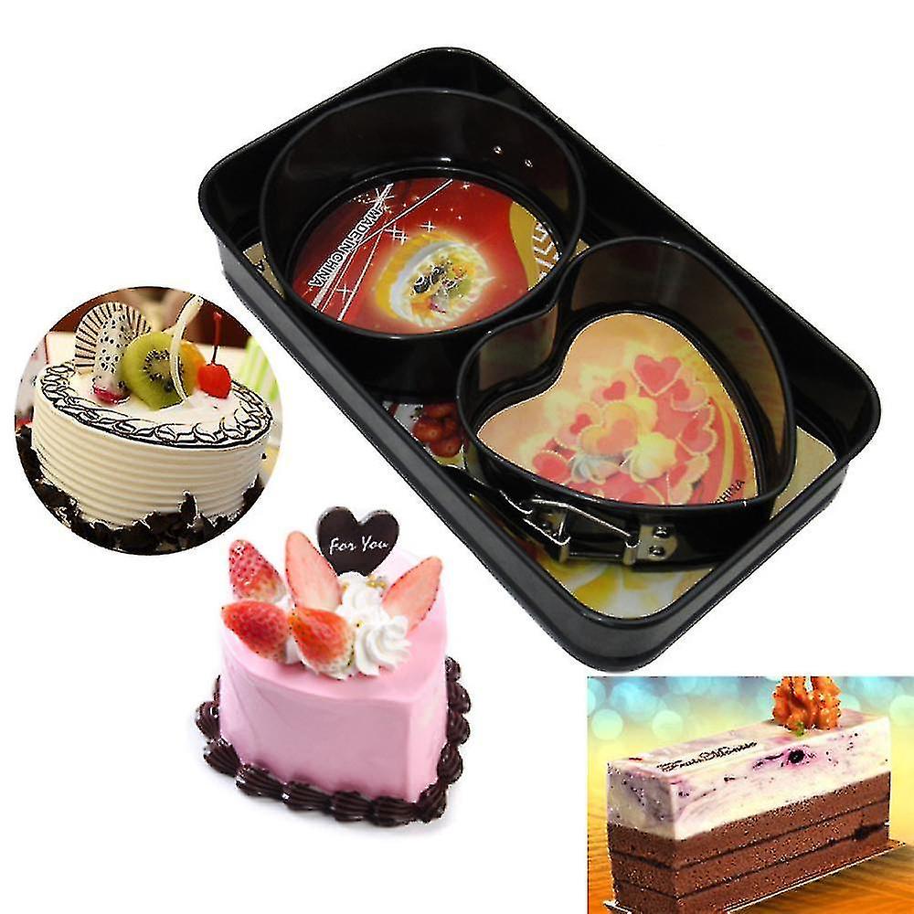 Cake Pans Molds 3pcs/set Baking Cake Molds Round Heart Rectangle Cake Mold Bakeware Removable Bottom Nonstick Pans