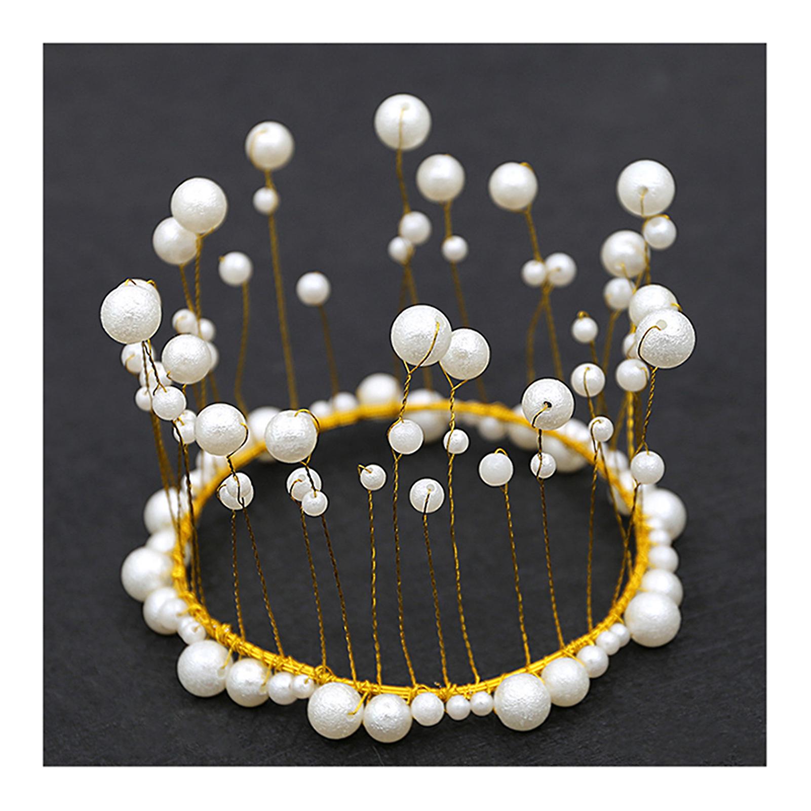 Crown Birthday Baking Accessories Flowers Birthday Cake Decoration Highlight Pearl Headdress Hair Accessories Headband
