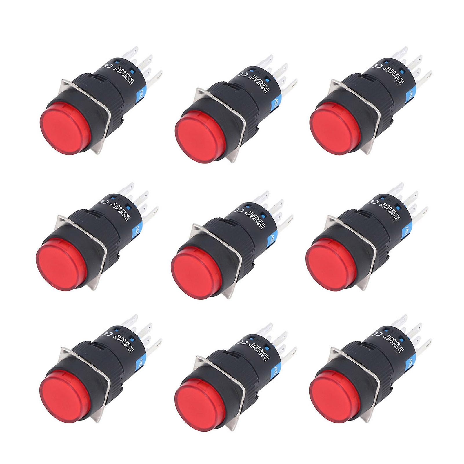 25Pcs BEM-LA16-22DS-Y 8-Pin Self Locking Push Button Switches