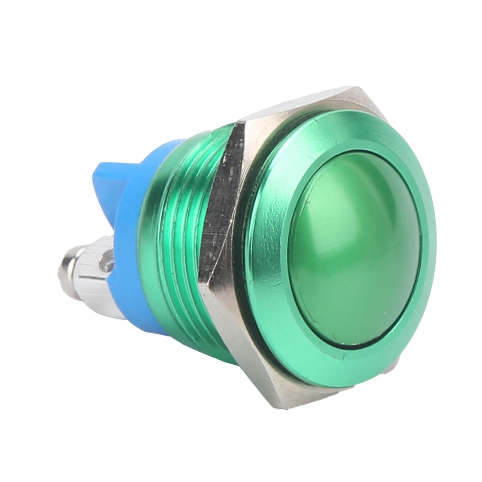 220v 16mm Green Metal Push Button Switch Ball, Full Oxidation, Self Reset, Jog Screw Foot Power Control