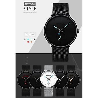 CRRJU Quartz Watch - Anologue Luxury Movement for Men and Women - Black-Blue