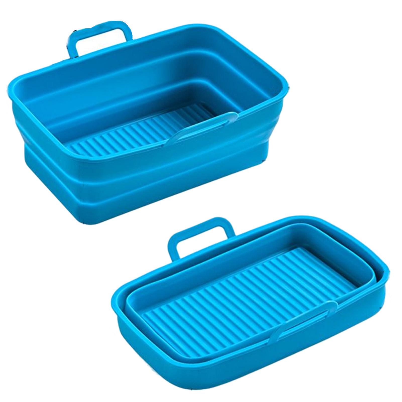 Rectangular Air Fryer Baking Pan Double Pull-Out Basket Foldable Silicone Fryer Pan High Temperature