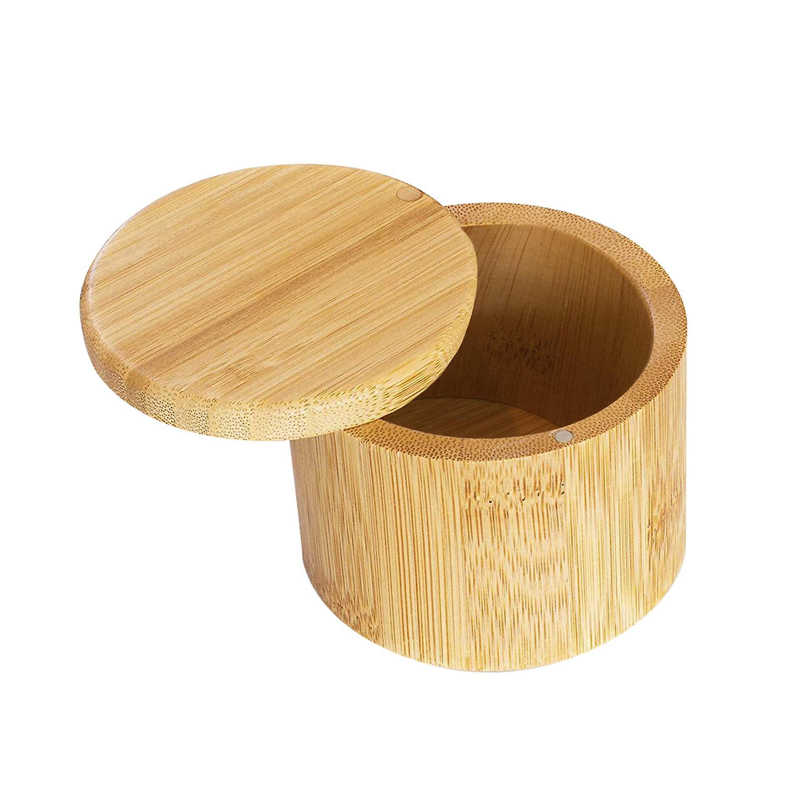Kitchen Canister Condiment Container Dispenser Bamboo Round with Lid Spice Jars Seasoning Bottle for Home