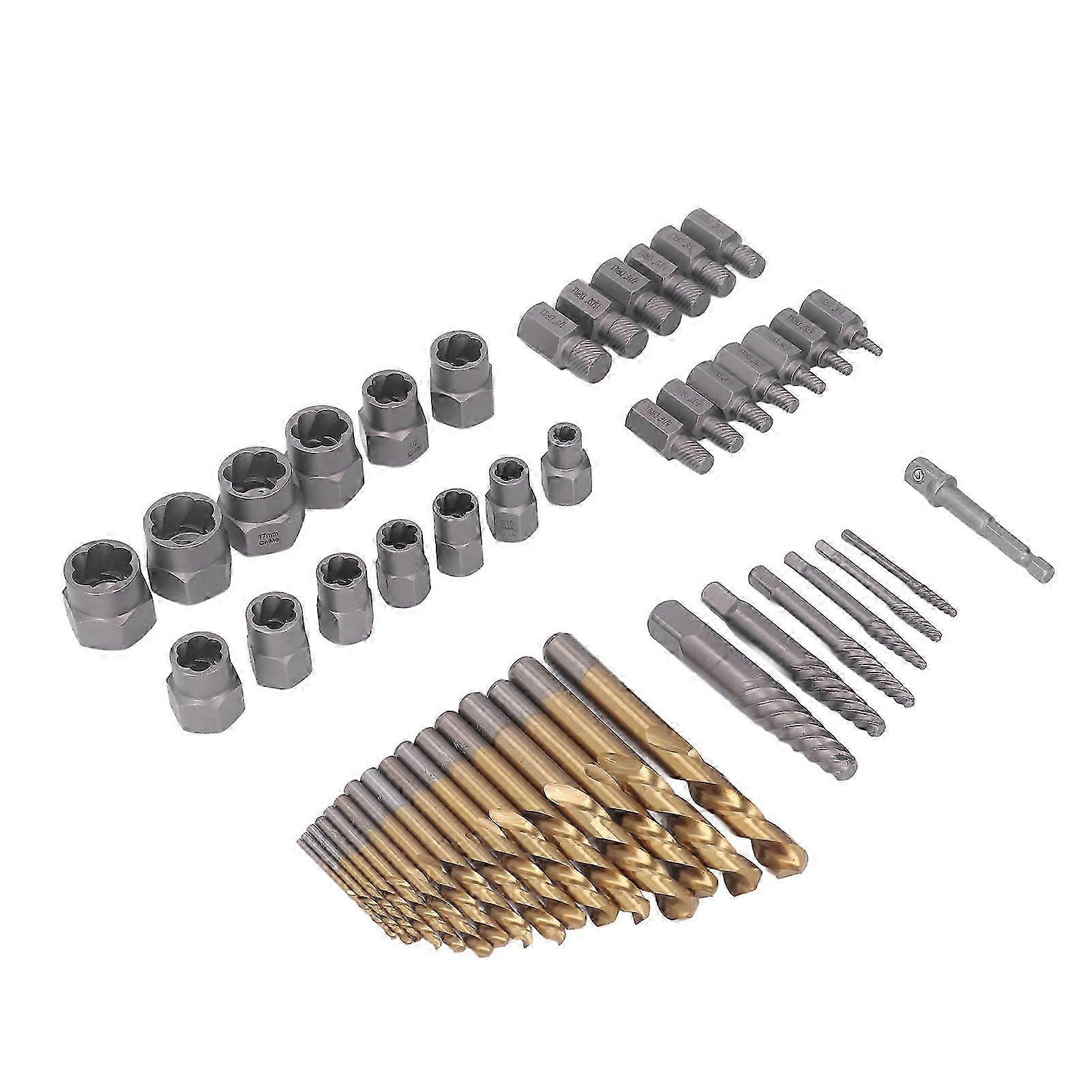 49Pcs Screw Extractor Drill Bit Set Chromium Vanadium Steel Damaged Screws Extractor with Carrying Box 