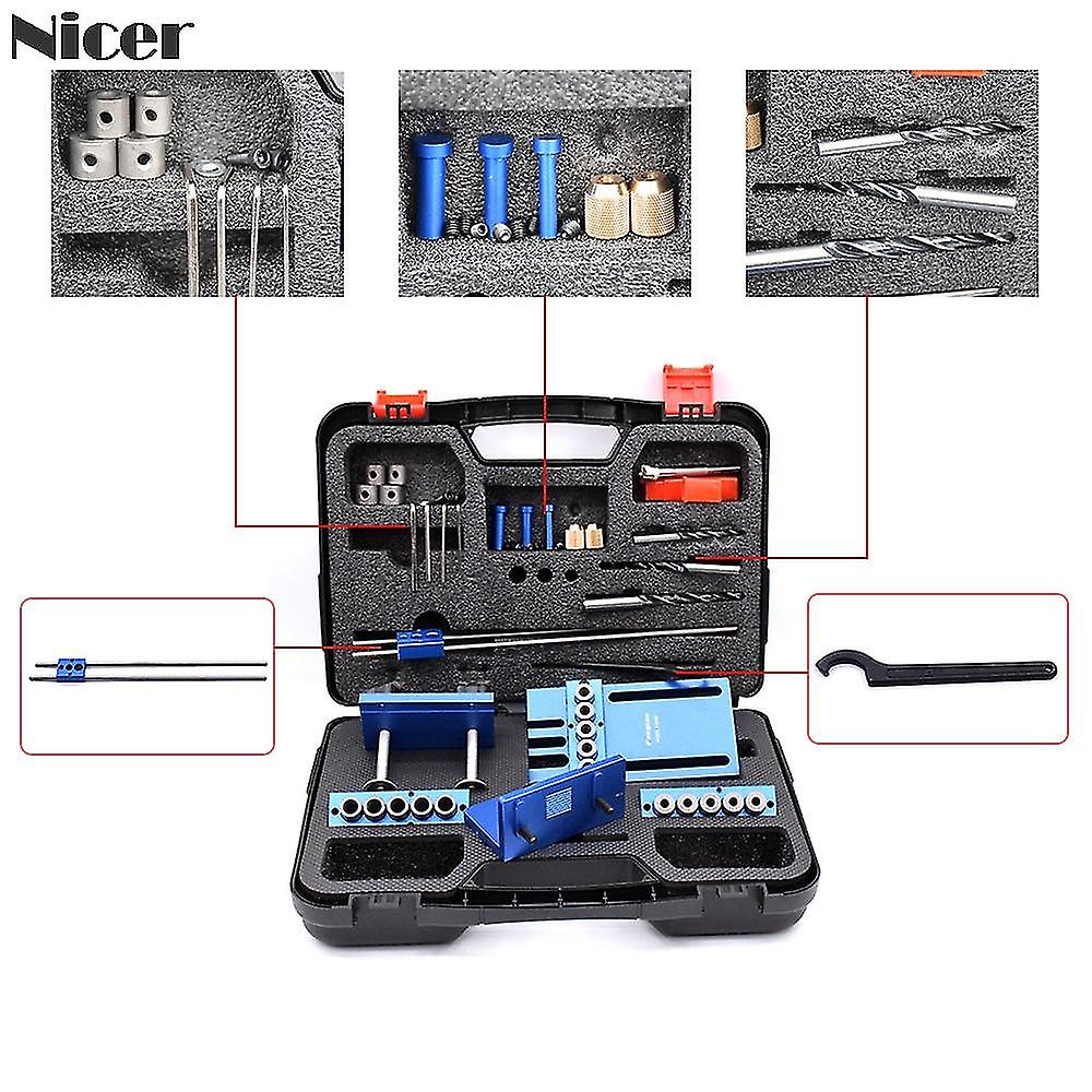 08400 Upgraded Dowelling Jig Set High Precision Woodworking Tool Drill Guide Diy Hole Drilling Locator Tool Kit