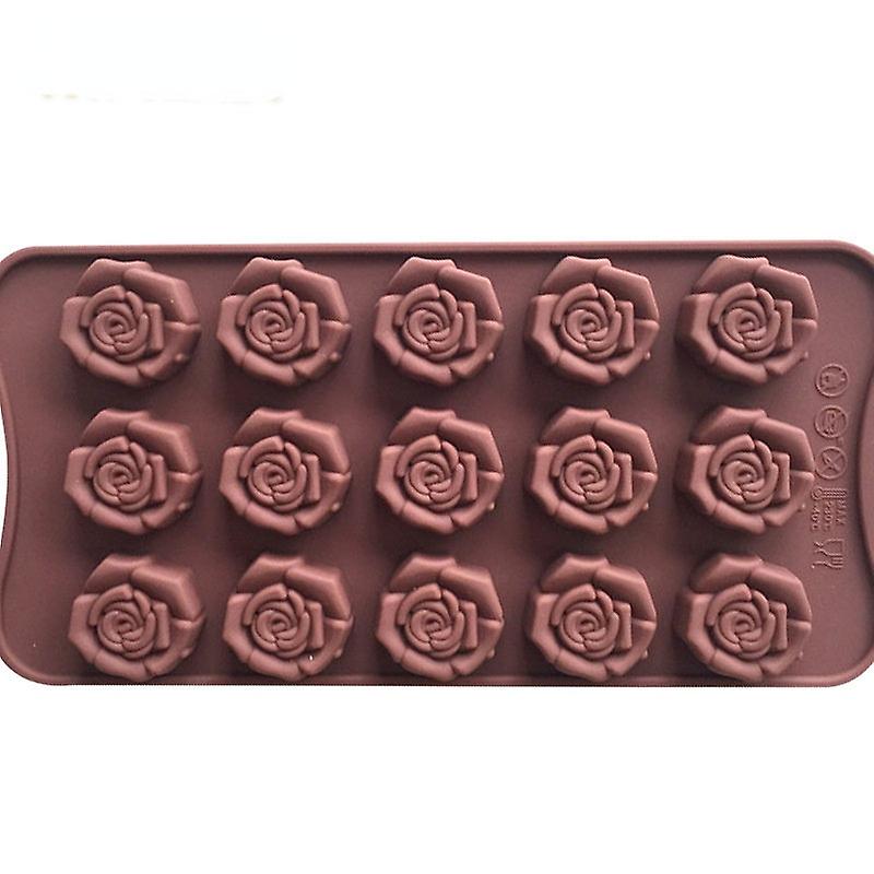 Silicone Mold 15 Grid Three-dimensional Rose Chocolate Mold Silicone Handmade Cold Process Soap Jelly Mousse Mold Ice Tray