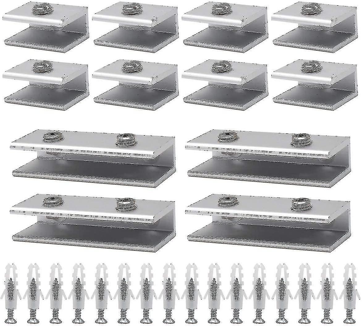 Σφιγκτήρας γυαλιού, 12 pcs γυάλινα στηρίγματα γυαλί μεντεσέδες αλουμινίου γυαλί ράφι υποστήριξη στερεό γυαλί κλιπ ράφι ad