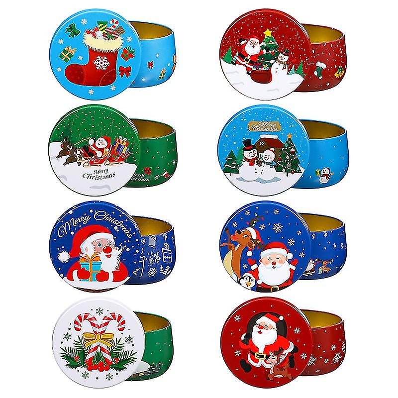 8pcs Christmas Tin Jars