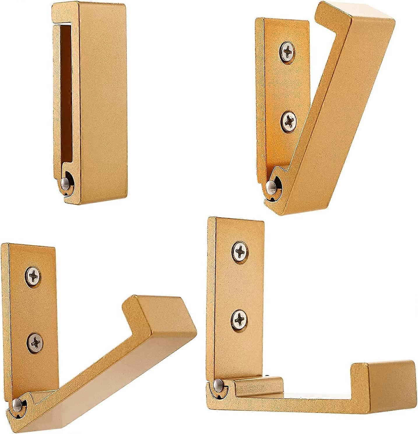 Set of 4 Folding Wall Hooks - Invisible Coat Hooks, 90 Folding Coat Hooks - Gold