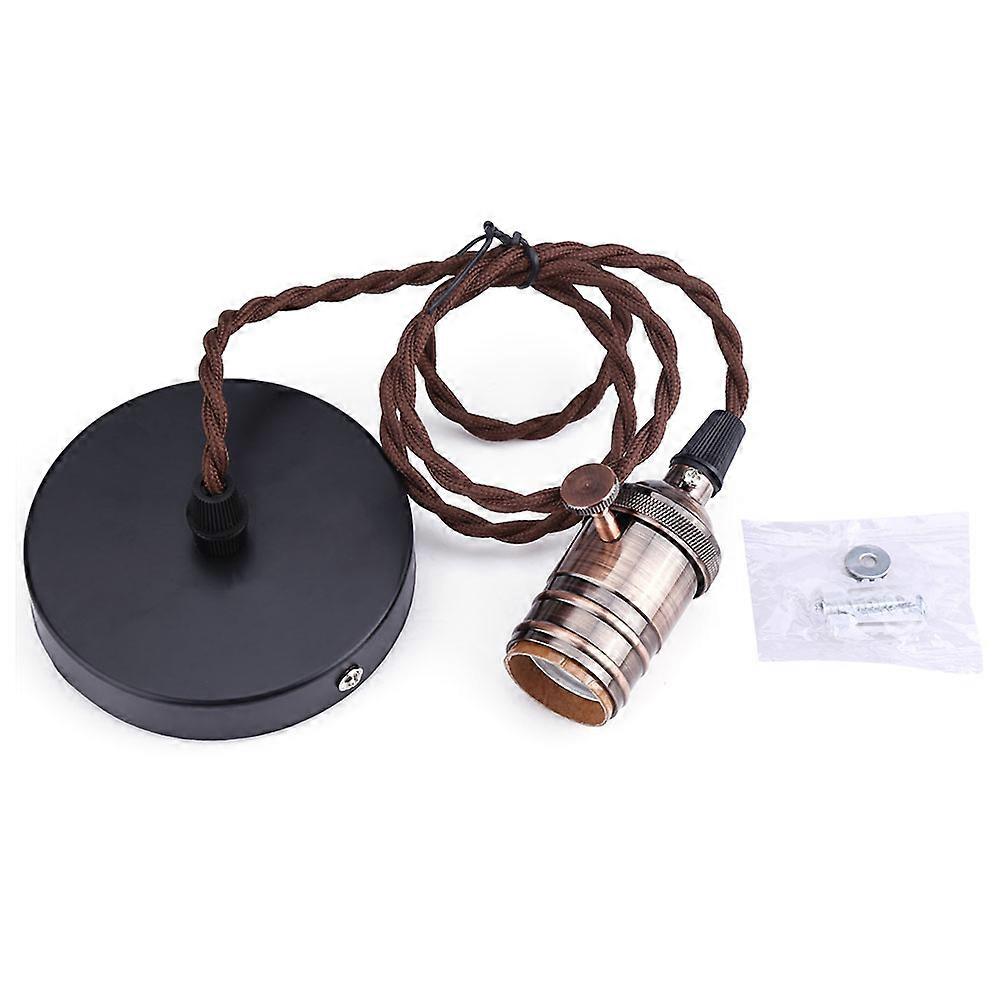 Vintage E27/E26 Ceiling Mounted Light Bulb Lamp Holder Socket with Hanging String(Red Bronze)