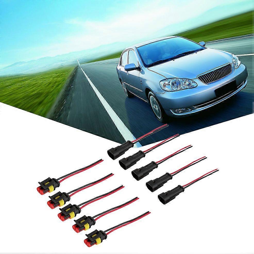 5 Kit 2 Pin Way Car Waterproof Electrical Connector Plug with Wire AWG Marine