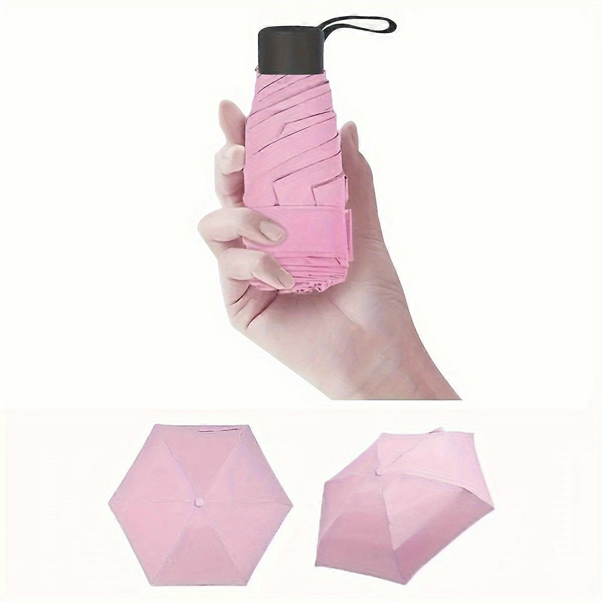 Sunscreen Umbrella, UV Protection Five-fold 6-bone Solid Color Compact Portable Mini Sun Umbrella, Sunny And Rainy Folding Umbrella