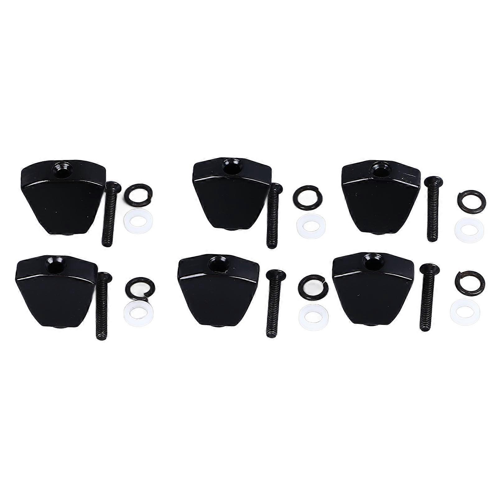 6PCS Guitar Tuner Machine Handle Tuning Key Button Head Metal Guitar Tuning Peg Button Black