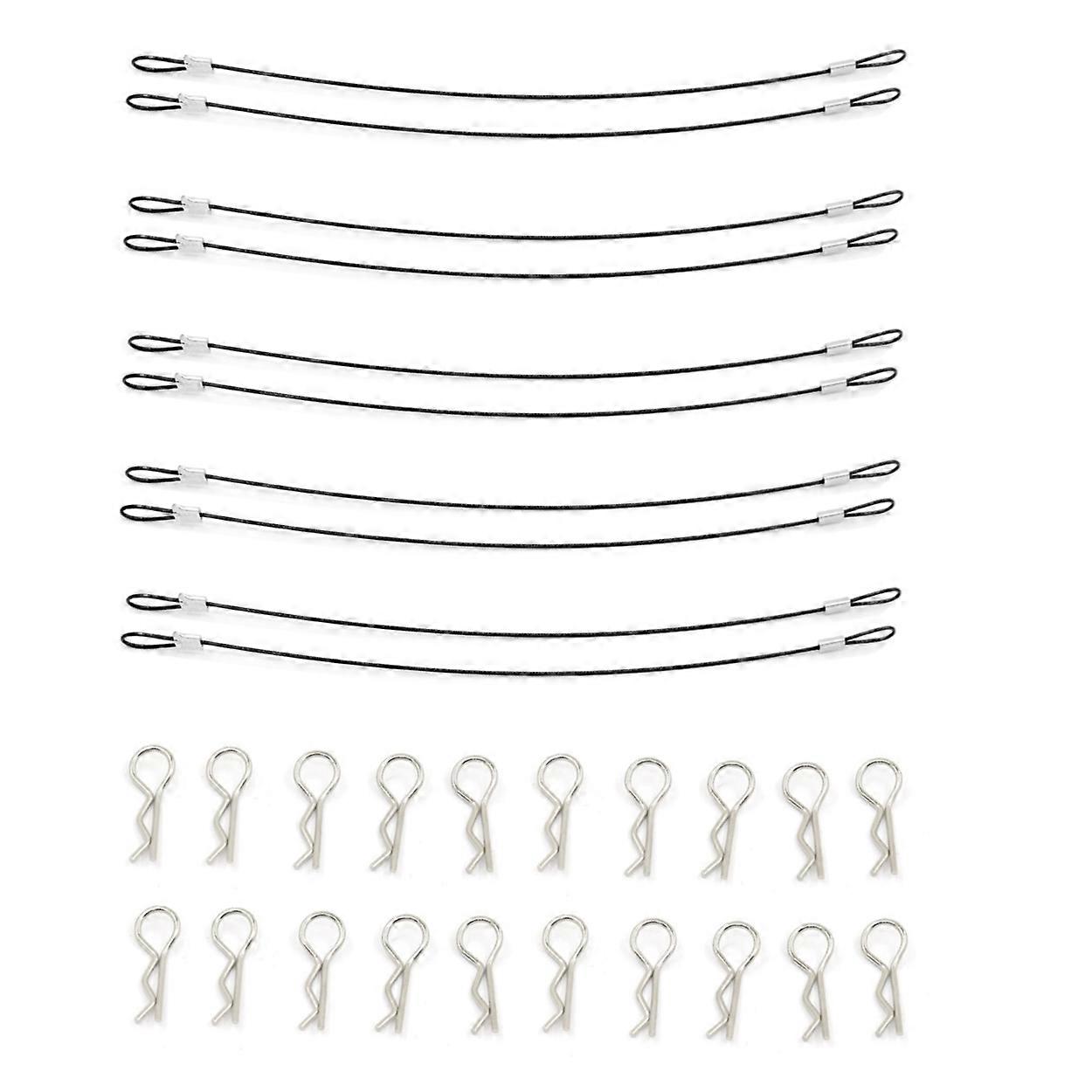 10Pcs RC Car Body Shell Clips R Pins Anti-Lost Rope for 1/10 1/8 Axial SCX10 Trx4 RC Car,2