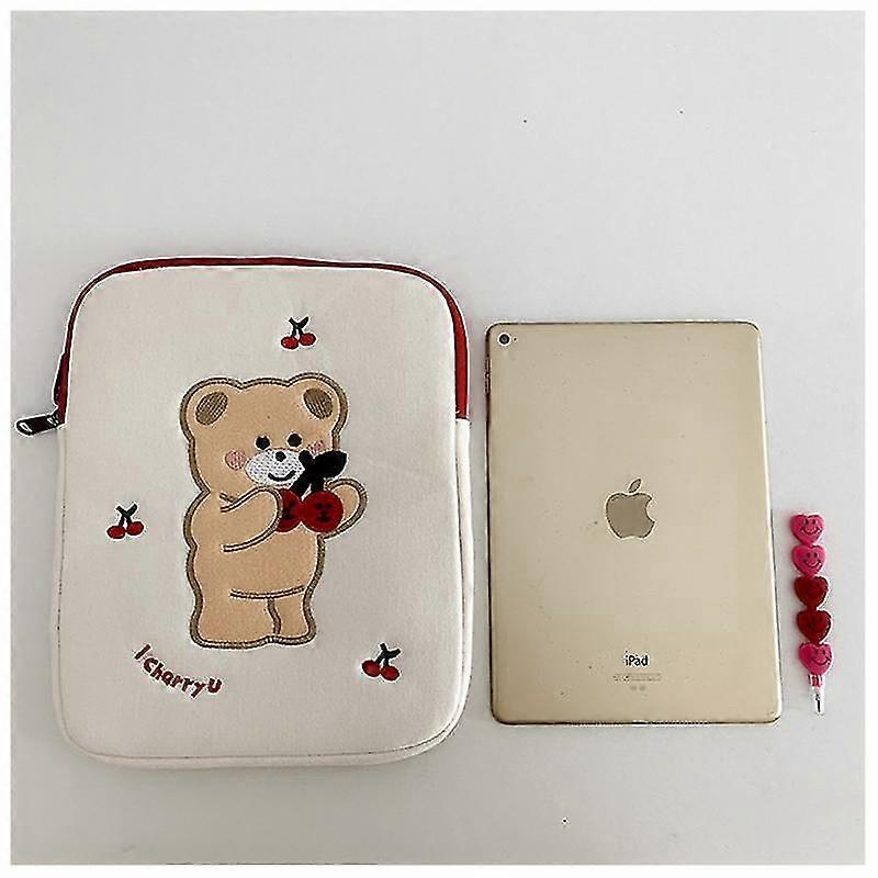 ipad laptop cute embroidery case cartoon cherry bear liner