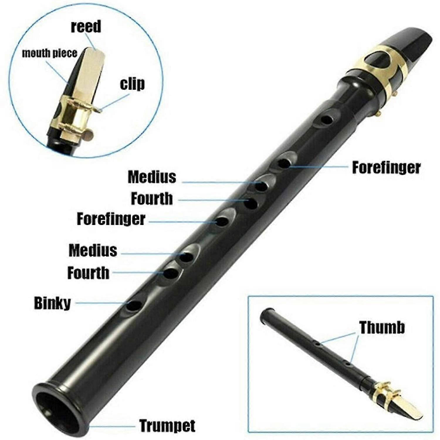 1pc Portable Mini Pocket Saxophone Little Sax Alto Pocket Saxophone-black