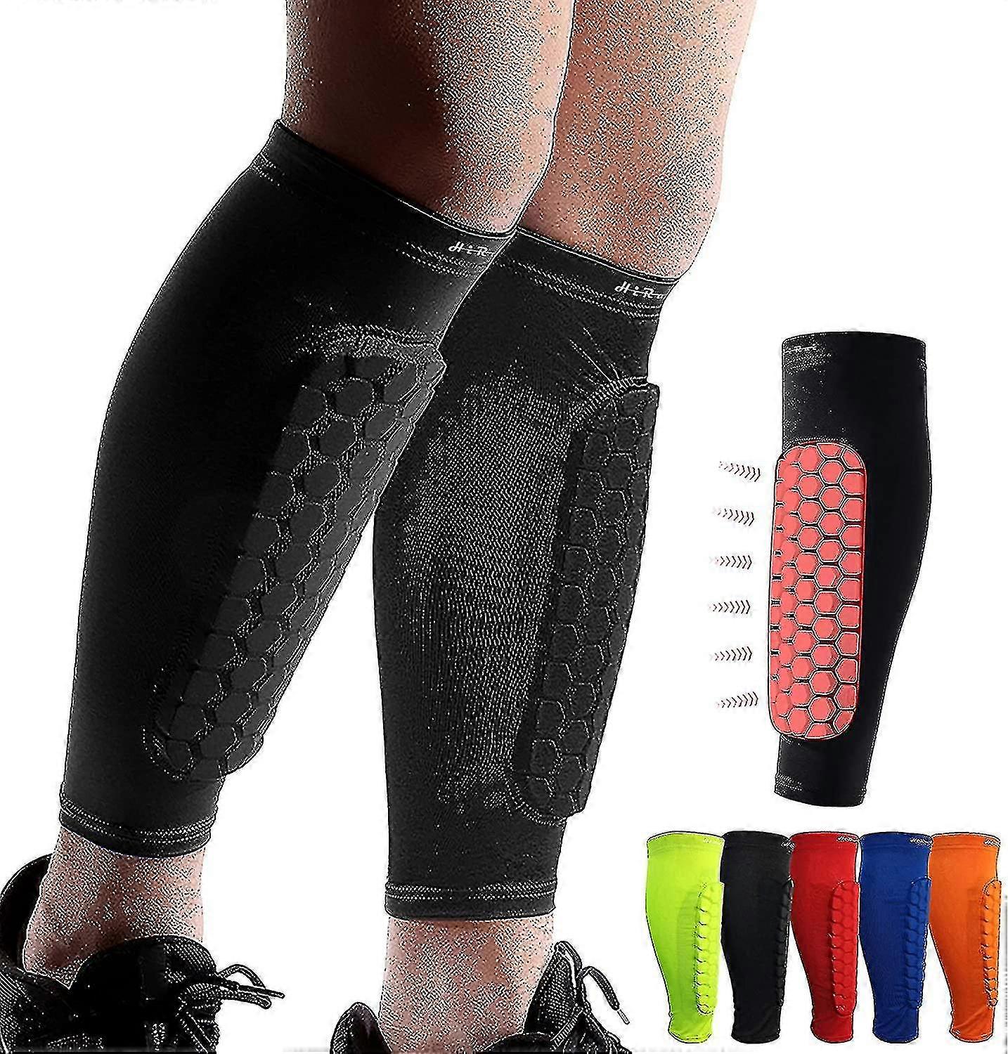 Soccer Shin Guards Shin Pads For Kids Youth Adult, Calf Compression Sleeve With Honeycomb Pads