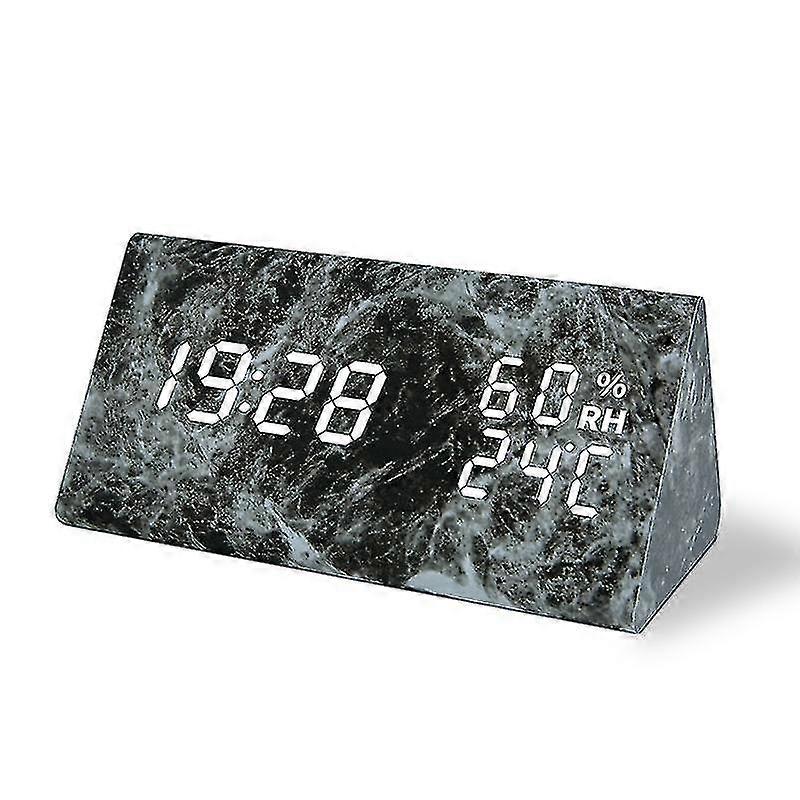 Marble Alarm Clock Humidity Triangle Black Pattern
