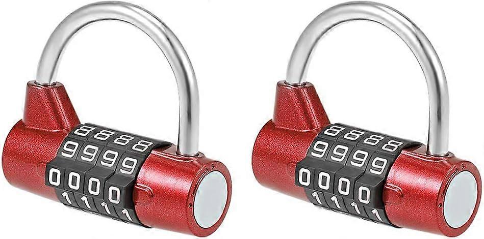 4-Digit Combination Padlock 2-inch Resettable Lock for Gate Locker Red 2Pcs