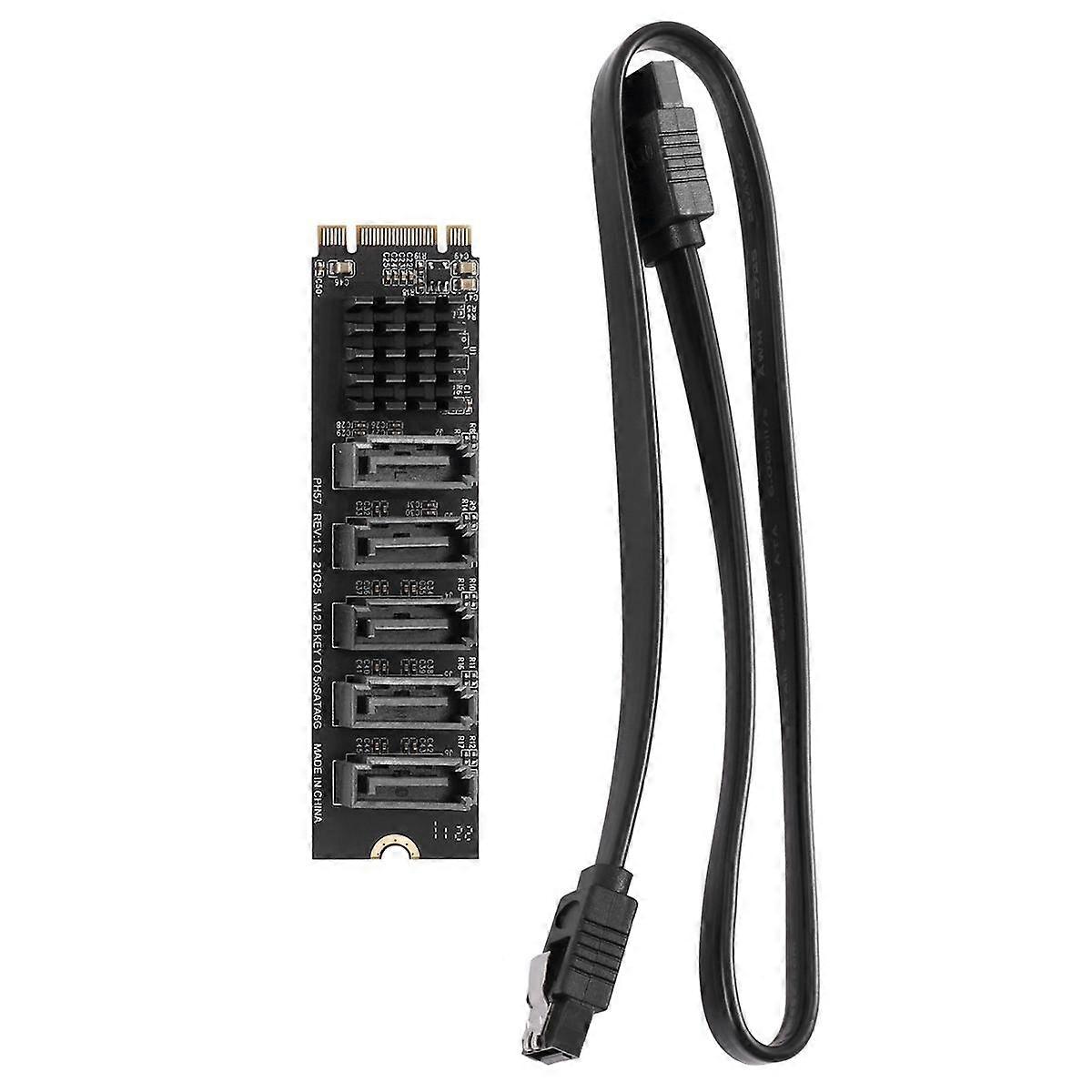 M.2 NGFF Riser Card M.2 NGFF B-Key Sata to SATA 3 5 Port Expansion Card +SATA Cable 6Gbps Expansion