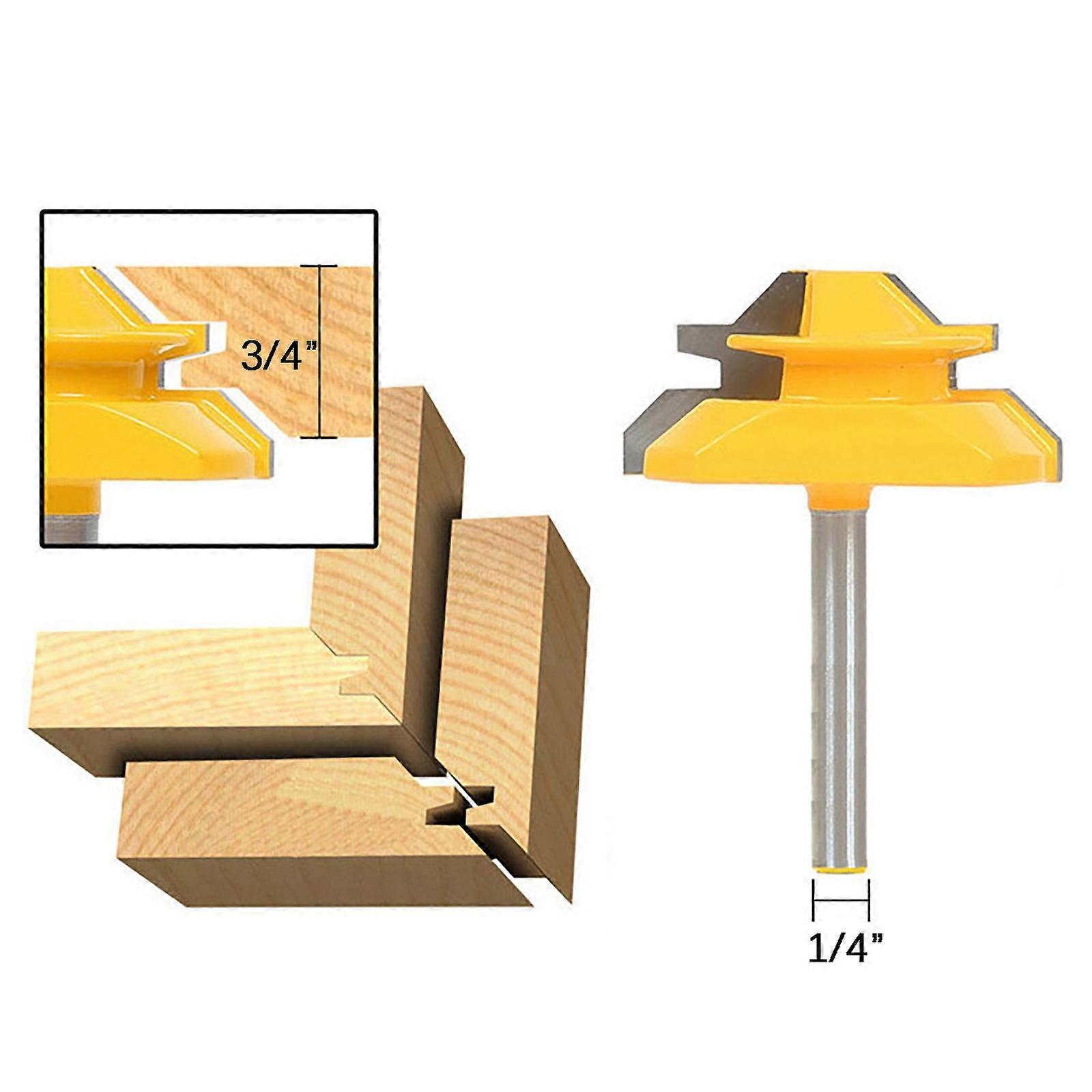 45Degree Lock Miter Router Bit Woodwork Tenon Cutter Tool W/1/2 1/4Inch Shank