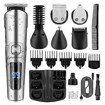 6-in-1 heren tondeuse set elektrische lichaam haar trimmer baard scheerapparaat neus trimmer kapsel kit graveren snijder gids kammen volledig wasbaar usb oplaadbaar