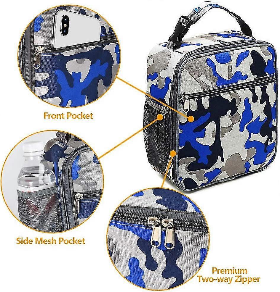 Insulated Lunch Bag Camo Cooler Bag Portable Carrying Lunch Box