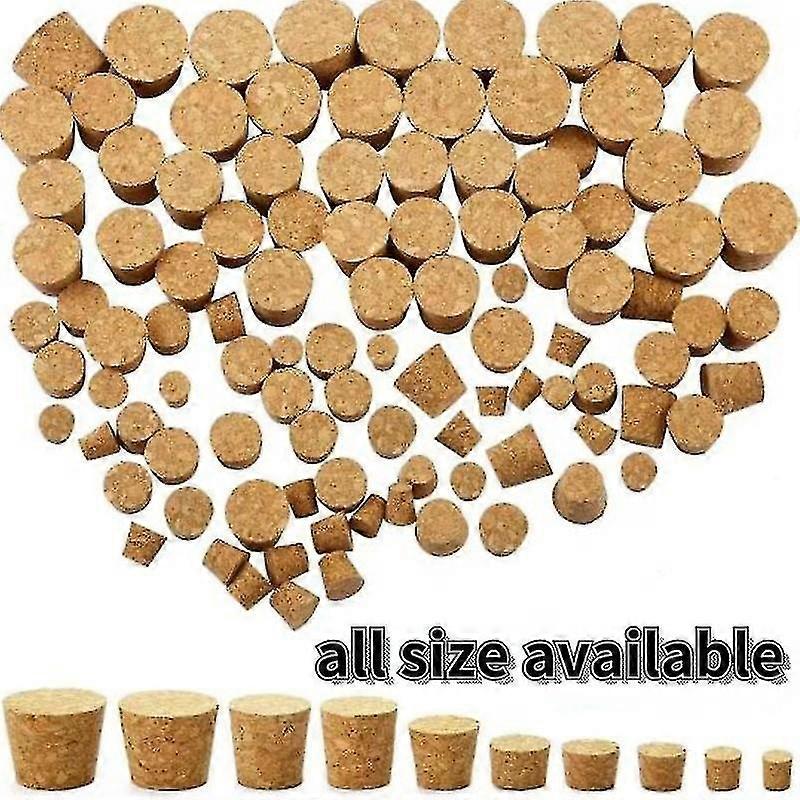 100pcsトップダイヤ7.5mm〜30mm木製コルクラボ試験管ストッパーケトルプリンボトルコルクキャップビュレットチューブウッドプラグ