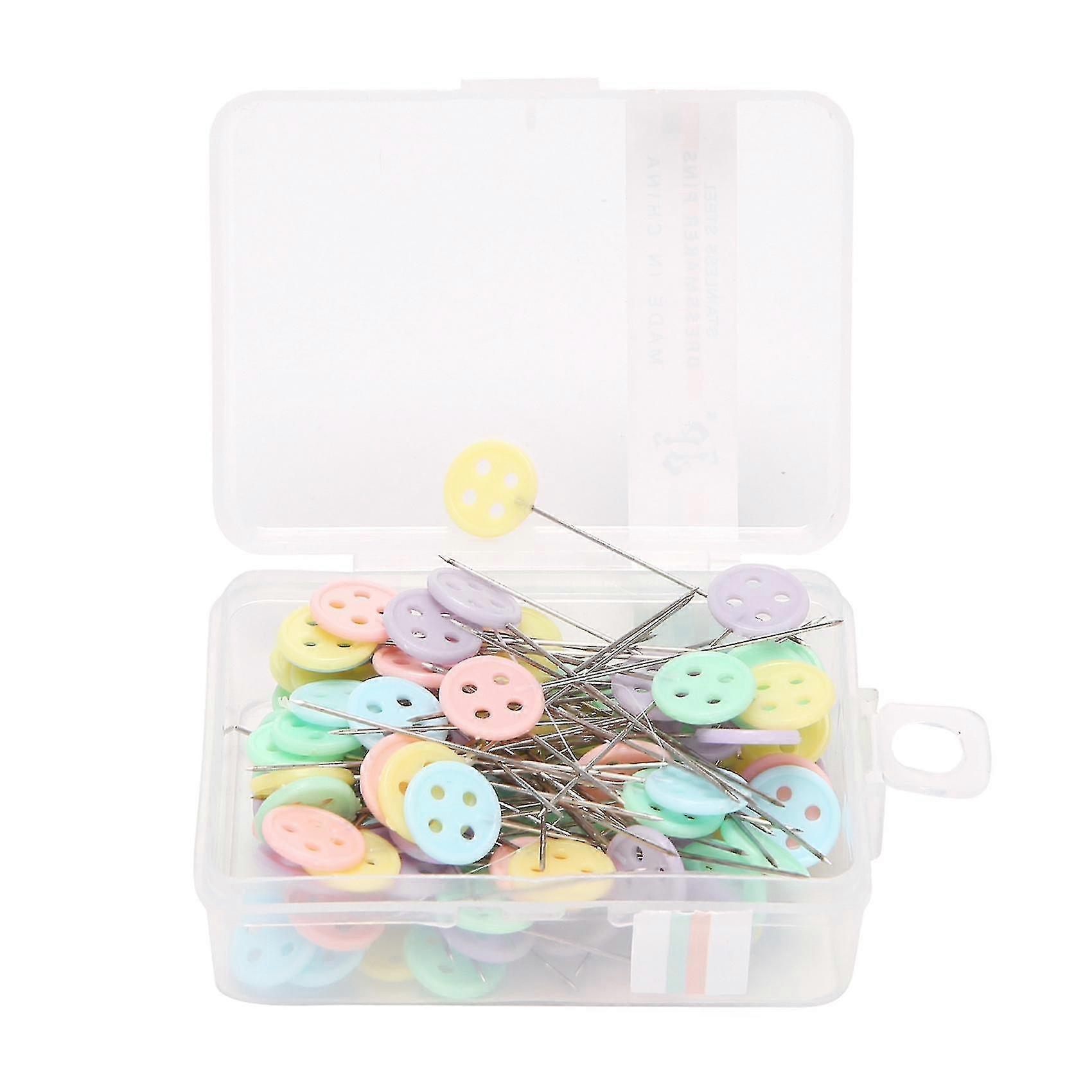 200 Pieces Flat Button Head Pins Boxed Compatible With Sewing (assorted Colors)