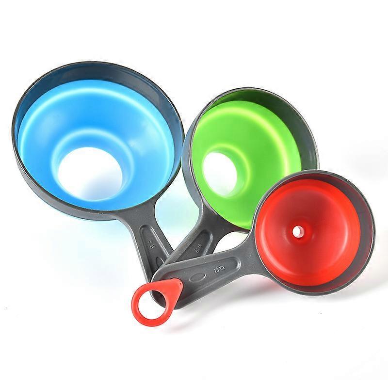 Portable telescopic folding rubber and plastic funnel 3-piece set