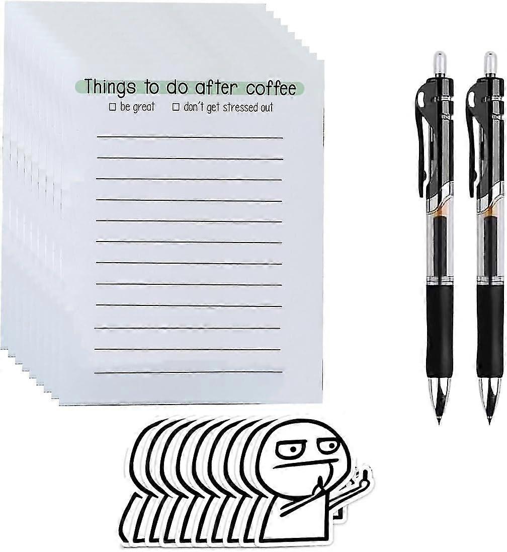 100 Pages Quirky To Do List Notepad Set, Funny Sticky Notes, Daily Planner Notepad, Funny Office Supplies Notepads With Pens And Stickers