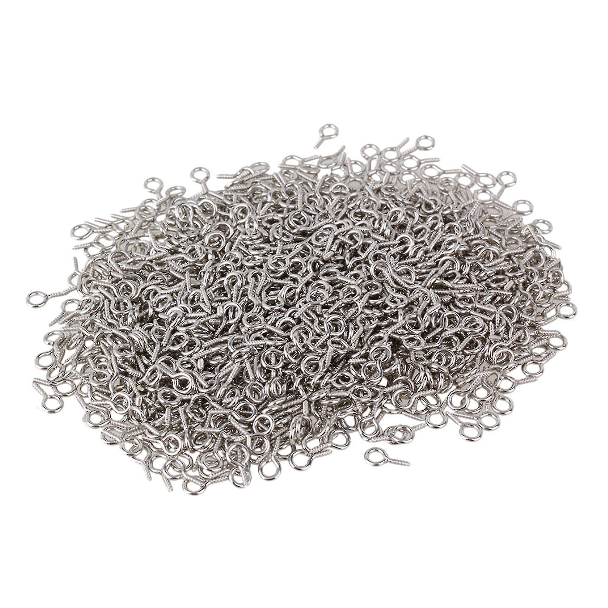 Nails Tiny Mini Eye Pins Eyepins Hooks Eyelets Screw Silver 0.3# Set Of 1000