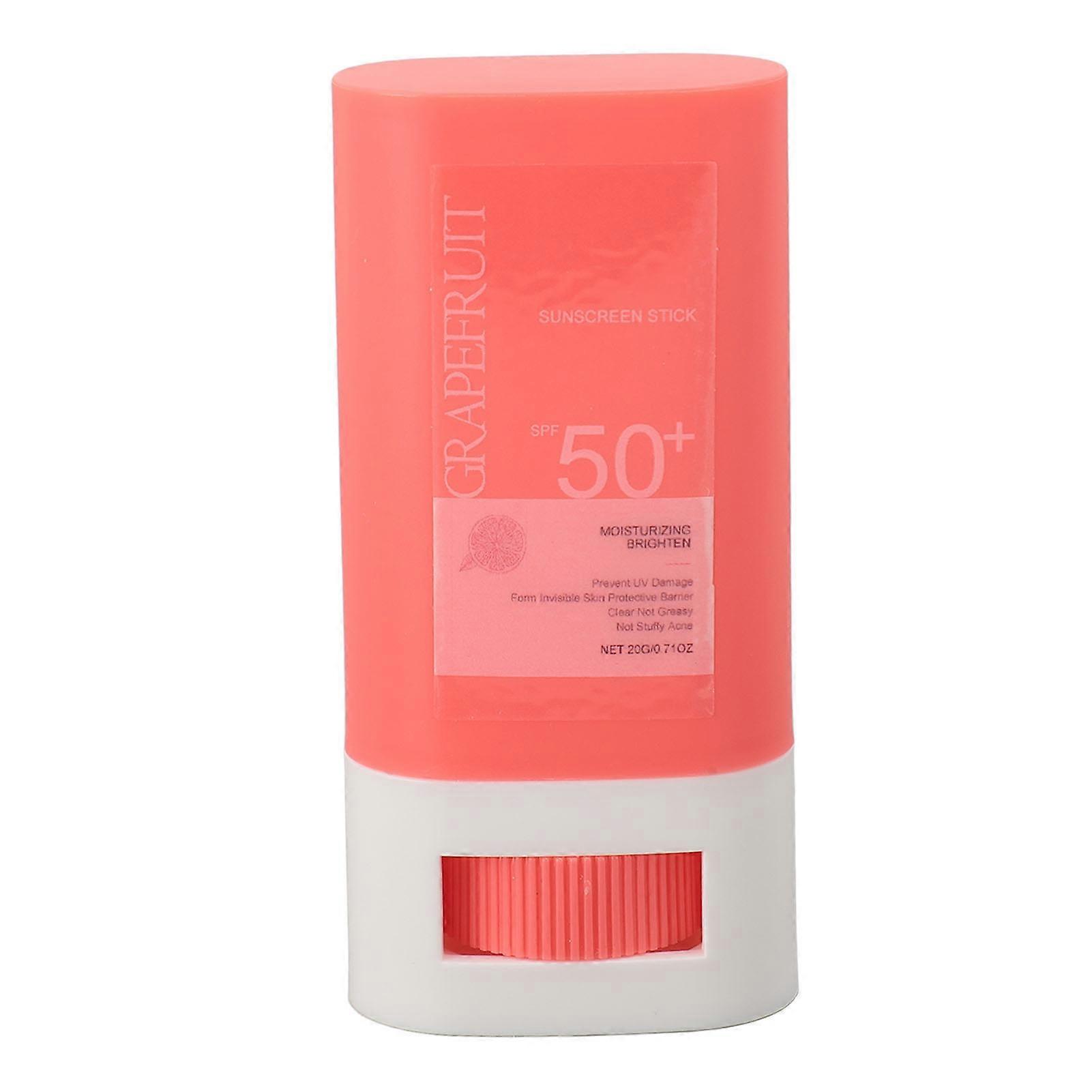 2pcs SPF 50 Suncreen Stick Grapefruit Extract Moisturizing Sweatproof Non Greasy Face Sunblock Stick 20g