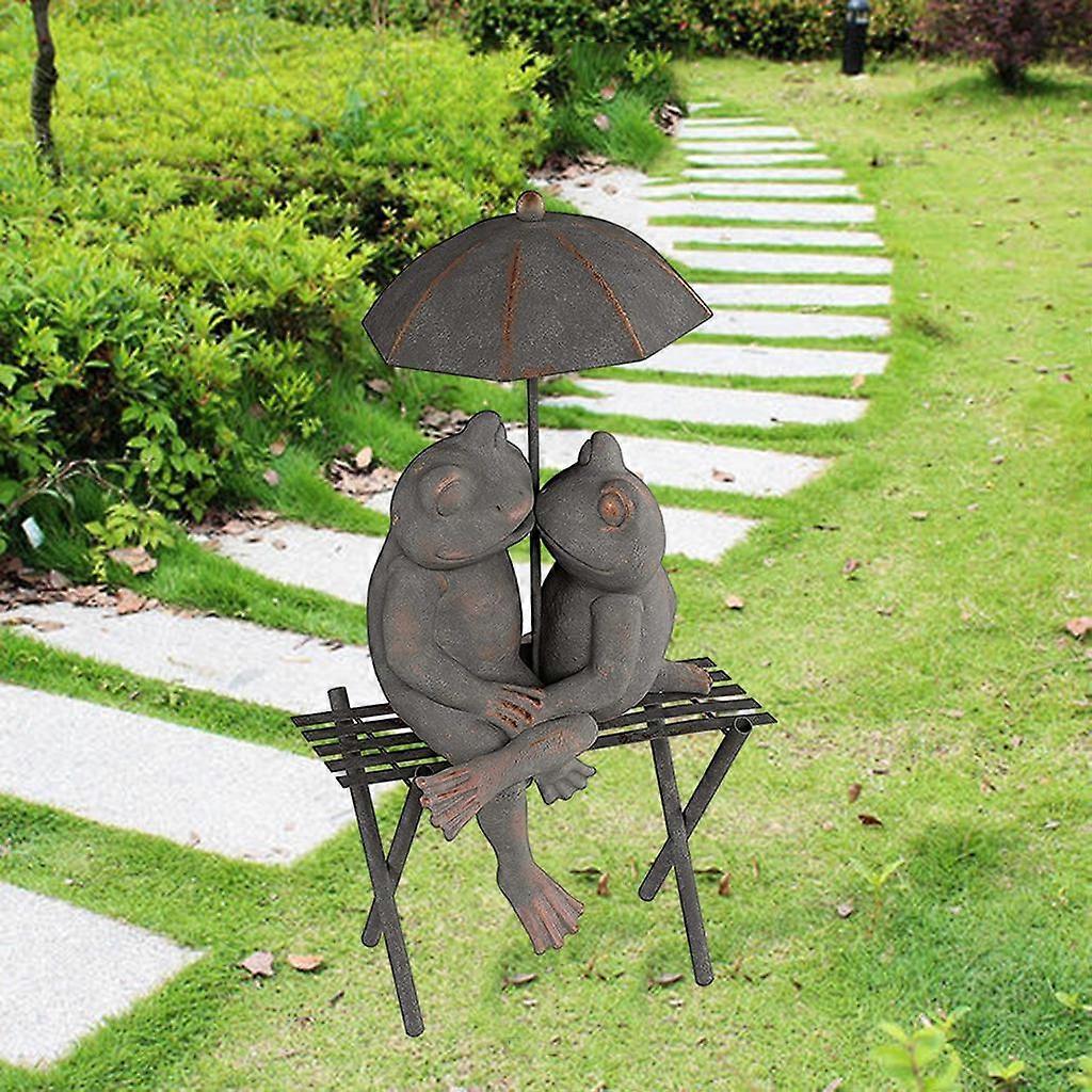 Resin Frog Couple Sculpture Simulation Romantic Animal Statue Crafts Decor Ornaments Weddings Gifts Fairy Garden Decorations