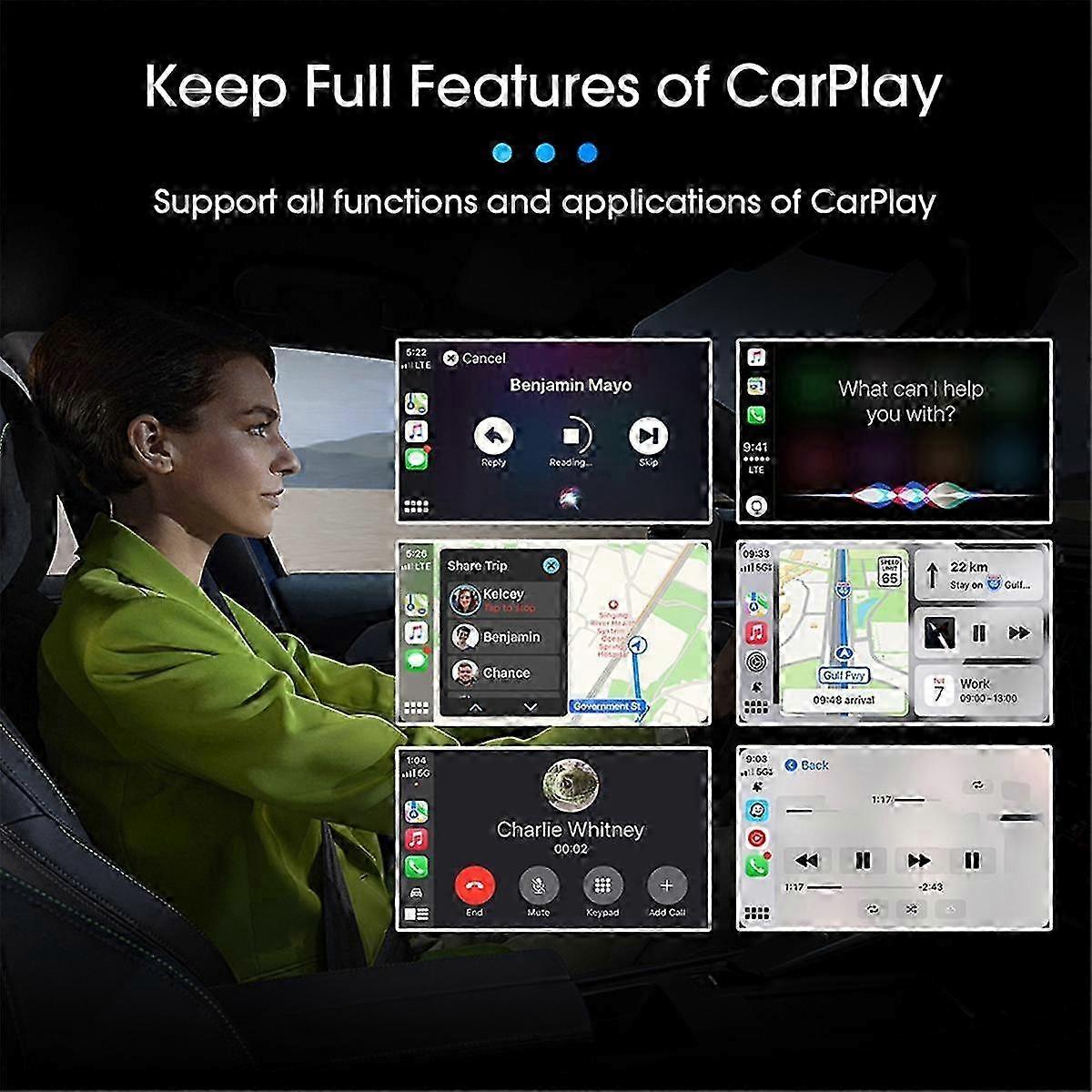 Kablosuz Carplay Adaptörü Kablolu Kablosuz Carplay Dongle Tak Çalıştır Usb Bağlantısı Oto Araba Dongle