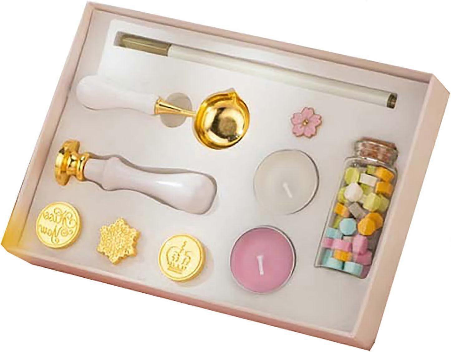 Sealing Wax Set Wax Furnace Spoon Set Wax Beads Wax Seal Set for Sealing Stamps with Colored Pens for Envelopes, Letters, Invitations, Congratulatory