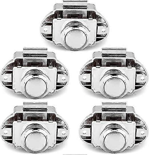 5 Pcs Push Button Latch Locks, Cabinet Door Catch Lock Keyless Knob For Caravan Motorhome Camper Van Boat