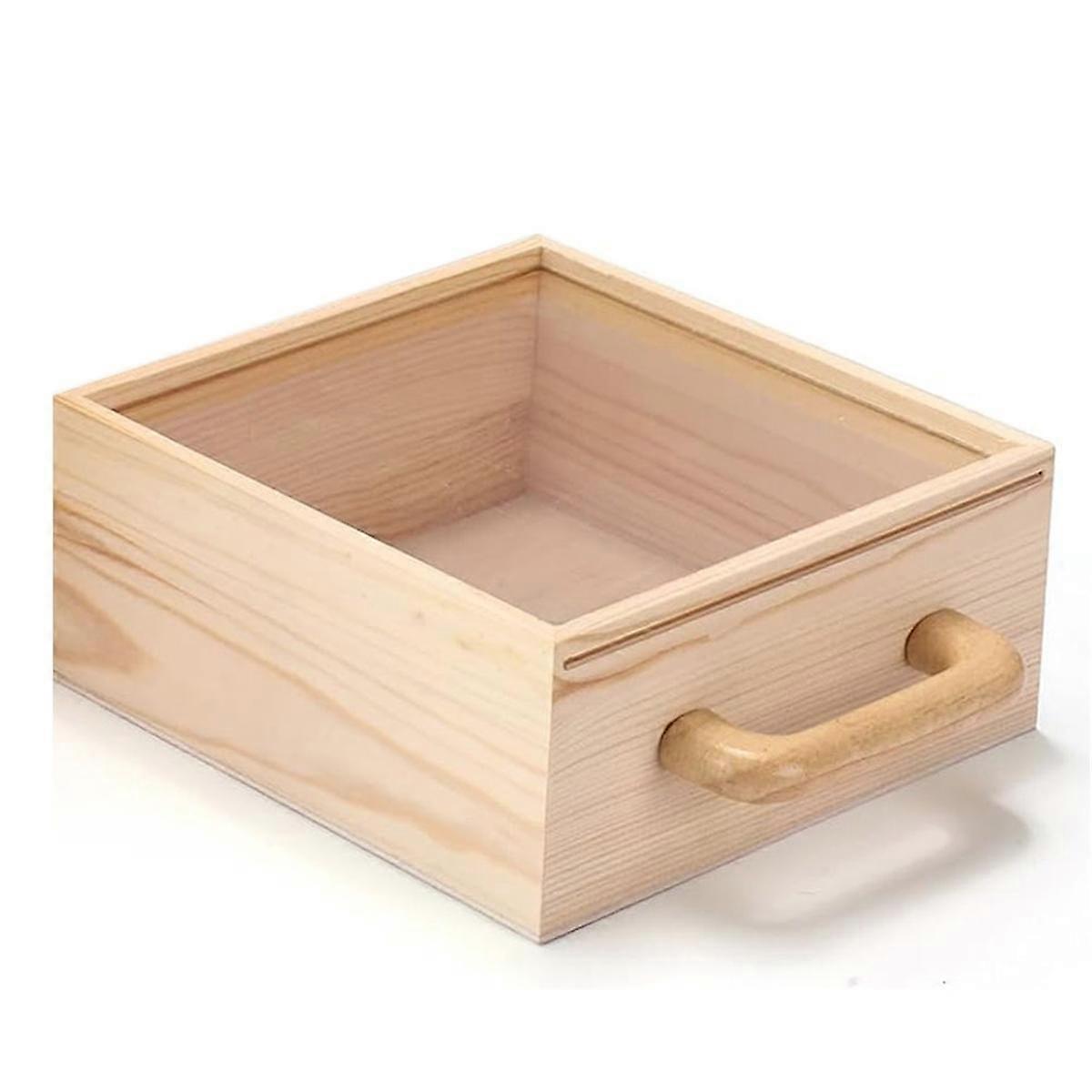 Toy Storage Organizer, Building Blocks Box with Handle and Lids, Natural Wood Kids Child Toy Containers Display Chest