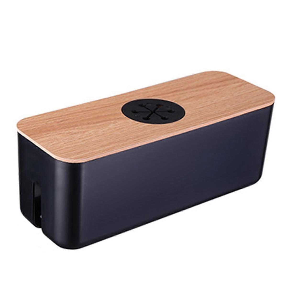 Wooden Cable Storage Box Power Cord Storage Box Dust-Proof Charger Socket Storage Box Household Cable Winder StorageBoxB