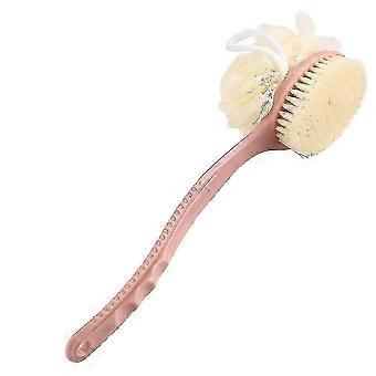Cepillo de baño de mango largo, cepillo de fregado corporal 2 en 1 Esponja de malla de baño