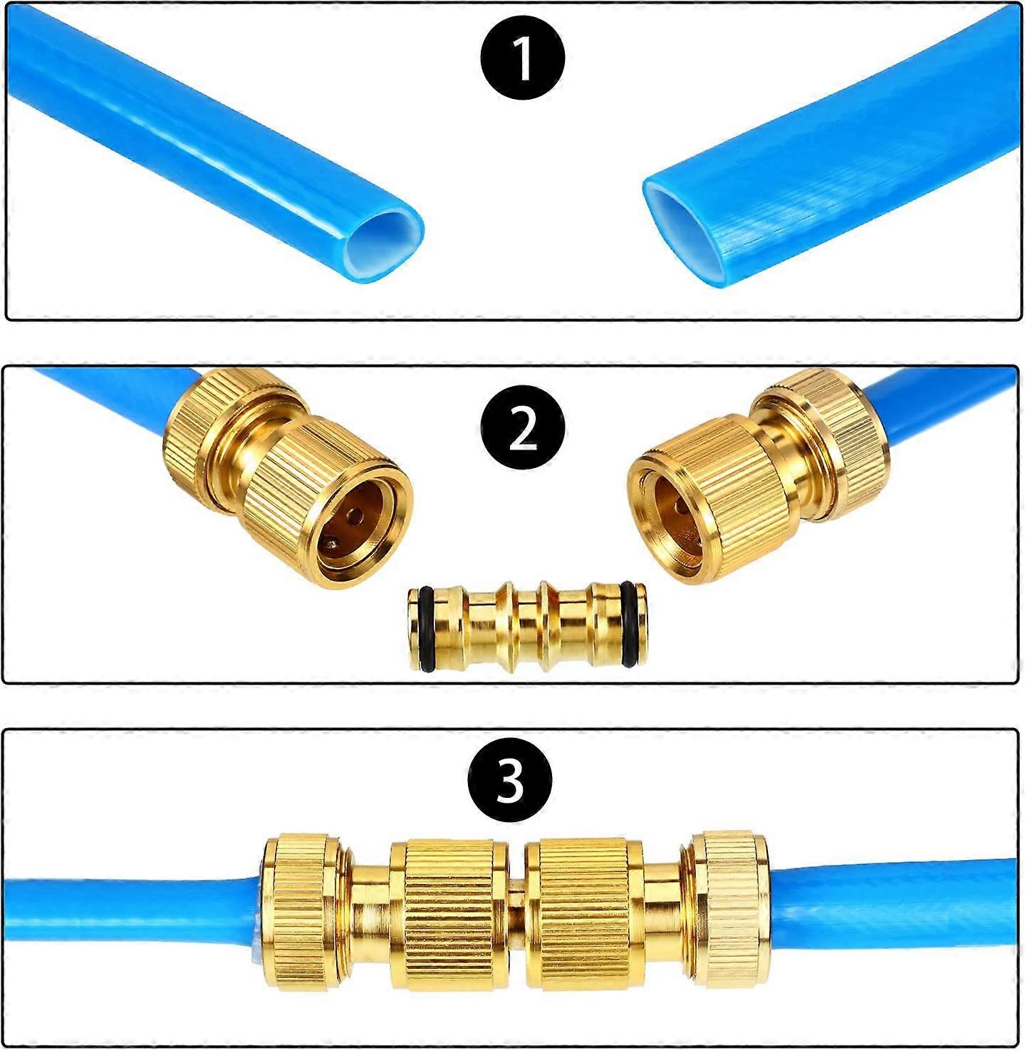 2 Pack Brass Garden Hose Connector for Garden Hose Tap (Brass Double Male Connector)