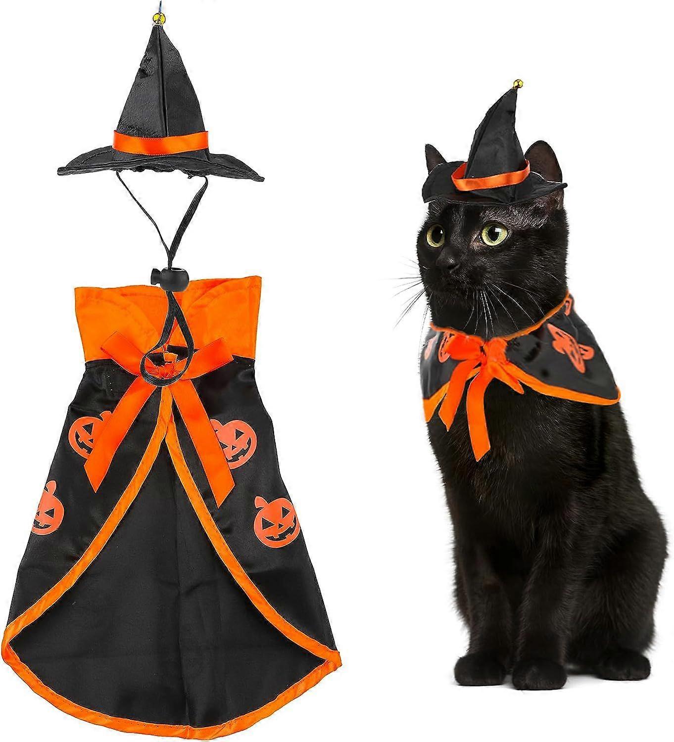 With HatPet Halloween Costume,Halloween Pet Costume,Pet Halloween Cape,Dog Cat Costume,For Cat Puppy Halloween Party,Dog Cat Party Costume