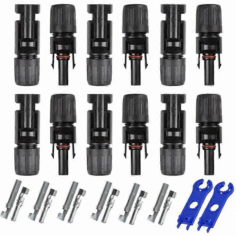 6 Pairs MC4 Male/Female Double Rings Waterproof Joint, Solar Panel Cable Connectors